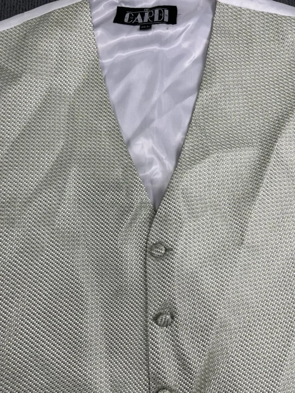 Cardi Collection Mens Silver Textured Formal Vest XLL